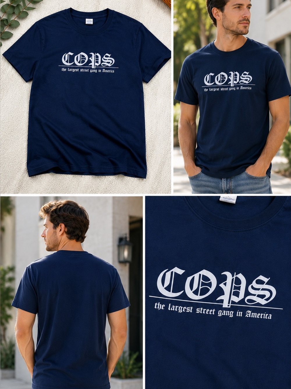 Vintage Gildan COPS Largest Street Gang Graphic T Shirt Men’s XXL Like New - Picture 2 of 10